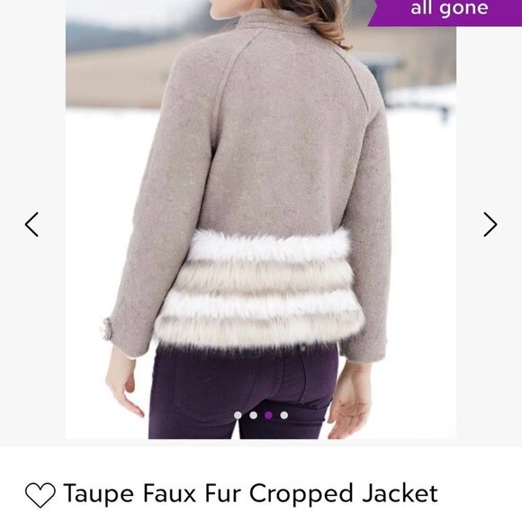 DONNA SALYER'S FABULOUS FURS cropped taupe faux fur size XS - Picture 12 of 13